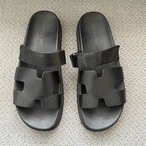 Madden Girl Black Minimalist Slide Sandals